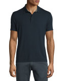 Short-Sleeve Stretch Polo Shirt, Navy