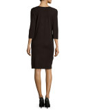 3/4-Sleeve V-Neck Dress, Petite