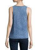 Camden Slub Jersey Tank, Indigo Bleach Out