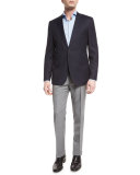 Genesis Slim-Fit Wool Trousers, Light Gray