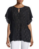 Eyelet Short-Sleeve Poncho