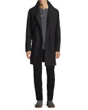 Jersey Mix-Stitch Long-Sleeve Henley T-Shirt, Heather Carbon