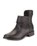 Cybele Leather Moto Bootie, Black