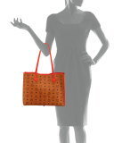 Kira Medium Visetos Shopper Shoulder Tote Bag, Cognac