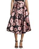 Jackie Floral-Print A-Line Midi Skirt, Light Pink