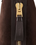 Suede Side-Zip Tote Bag