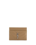 Monogram Matelassé Leather Card Case, Beige
