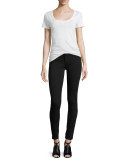 Halle Mid-Rise Super-Skinny Jeans, Jet Black