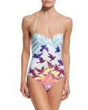 Prismatic Printed Bustier One-Piece Swimsuit