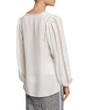 Aubrey Silk Blouse with Lace Detail