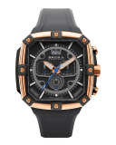 46mm Supersportivo Square Watch, Black/Rose Gold