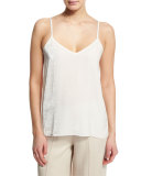 Featherweight Velvet V-Neck Camisole, Ecru