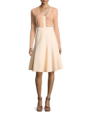 Sleeveless V-Neck Swing Dress, Soft Blush