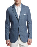 Two-Button Jersey Blazer, Aqua Glass