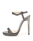 Claudette Glitter Platform 120mm Sandal, Anthracite