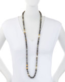 Long Faceted Labradorite & Bone Necklace