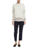 Cropped High-Waist Pants, Coastal Blue