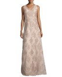Sleeveless Polka Dot Lace Gown 