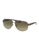 Steel Aviator Sunglasses, Gray