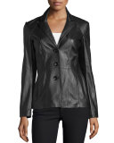 Basic Solid Leather Blazer