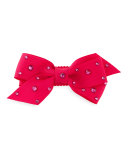 Crystal Mini Snap-Clip Hair Bow, Fuchsia