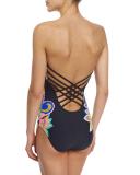 Monaco Printed Bandeau One-Piece Swimsuit