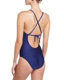 Contrast-Stitch One-Piece Swimsuit