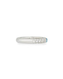 18K White Gold & Pavé Diamond Ring with One Turquoise, Size 6.5