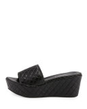 Tahnee Quilted Wedge Slide Sandal, Black