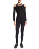 Thalia Textured Sport Leggings, Black