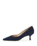 Srilasca Scalloped Suede Pump, Navy