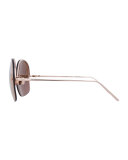 Rimless Oversized Square Sunglasses, Rose Gold