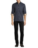Slim-Fit Straight-Leg Jeans, Black