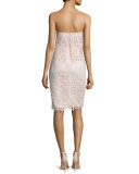 Strapless Popover Lace Cocktail Dress, Ballet Pink  