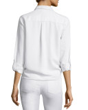 Crysta Chambray Tie-Front Top