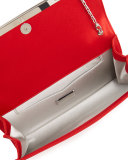 Tuxedo Crystal-Trim Satin Clutch Bag, Red/Silver