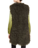 Intarsia-Knit Vest with Shearling Fur Reverse, Green
