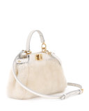 Peekaboo Micro Shearling Fur Satchel Bag, White