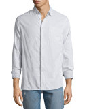 Beach Fine-Striped Sport Shirt, Ivory/Black