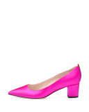 Katrina Satin Pointed-Toe Pump, Fuchsia