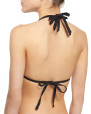 Island Goddess Halter Bikini Swim Top, Black