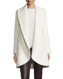 Belted Wool Clutch Coat, Parchment
