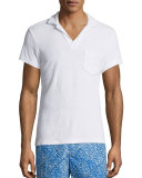 Terry Towel Polo with Pocket, White 