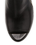 Kaden Leather Open-Toe Bootie, Black