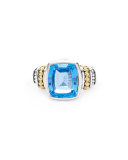 Caviar Color 14mm Blue Topaz Ring, Size 7