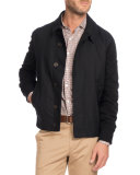 Suede Trim Blouson Jacket, Black