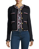 Eclipse Cropped Tweed Jacket, Black