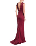 Sleeveless Cutout Satin Gown