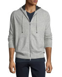 Cashmere Zip-Up Hoodie, Heather Steel