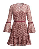 Cossette Lace Bell-Sleeve Dress